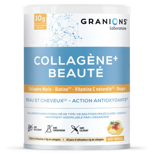 GRANIONS Collagène Beauté : Poudre Tropicale 220g - Peau & Cheveux