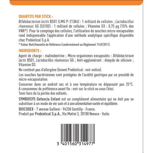 Biocodex Symbiosys Defencia Enfant 30 Sticks - Boost Immunité