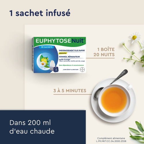 Bayer Euphytose Nuit Infusion 20 Sachets - Sommeil Réparateur