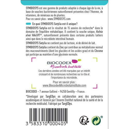 BIOCODEX Symbiosis Satylia Chrome Zinc 60 gélules