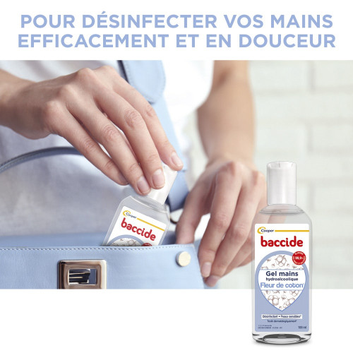 BACCIDE Gel Hydroalcoolique Fleur de Coton 100 ml Hygiène Parfaite