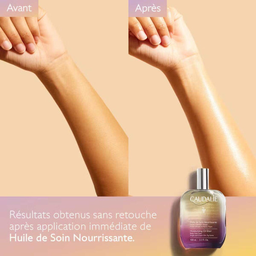 Caudalie Huile Soin Lissage Glow 100ml Peau Sublime Cheveux Brillants