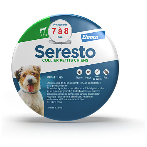 ELANCO SERESTO Collier Antiparasitaire - Chiens -8kg - Efficace
