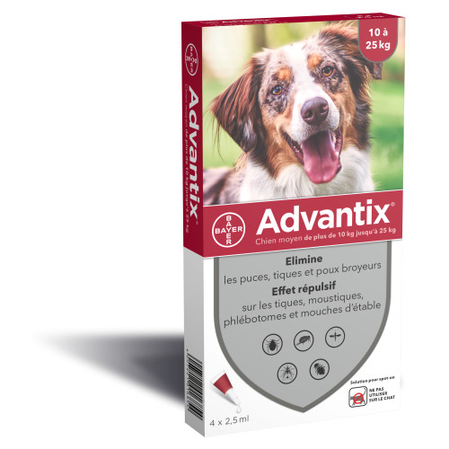 ELANCO Advantix Chien Moyen 4 Pipettes - Protection Triple Action