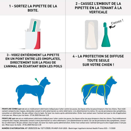 Frontline Spot-On Chien 2-10Kg 4 Pipettes - Protection Puces Tiques