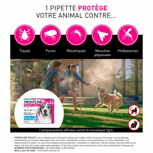 Frontline Spot On Tri-Act 10-20Kg 6 Pipettes - Antiparasitaire Chien