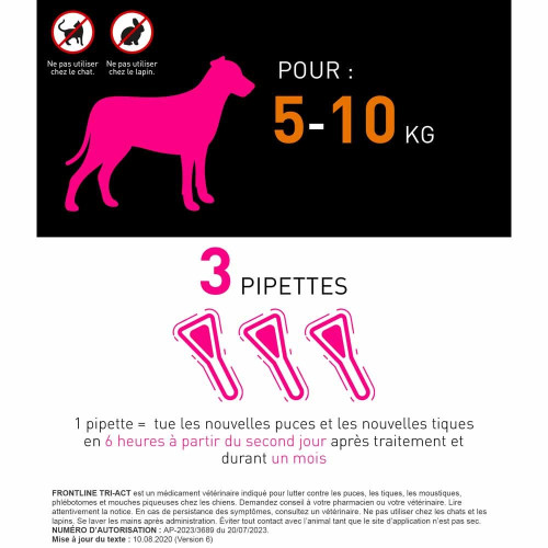 Frontline Spot On Tri-Act 5-10Kg 6 Pipettes - Antiparasitaire 3 en 1