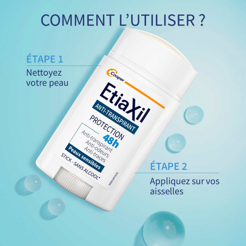 Etiaxil Déodorant Stick 40ml - Anti-Transpirant 48H, Sans Traces