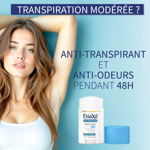 Etiaxil Déodorant Stick 40ml - Anti-Transpirant 48H, Sans Traces