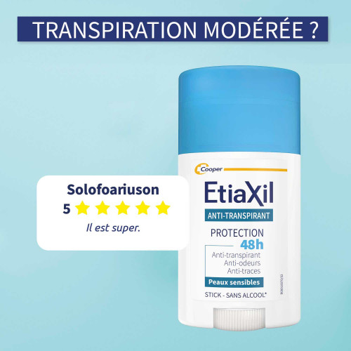 Etiaxil Déodorant Stick 40ml - Anti-Transpirant 48H, Sans Traces