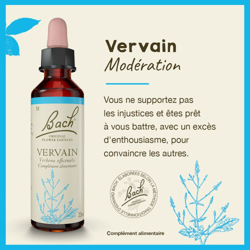 FLEURS DE BACH Vervain n°31 20mL - Tolérance accrue avec