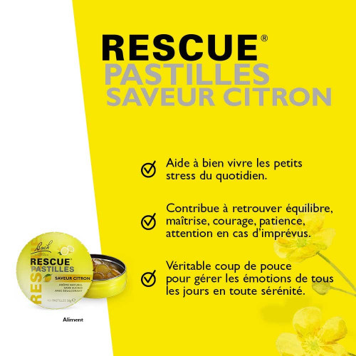 Fleurs de Bach Rescue Citron Pastilles 50g - Soulage Stress