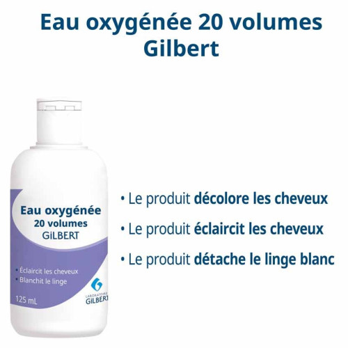 Gilbert Eau Oxygénée 125mL - Éclaircit Cheveux et Blanchit Linge