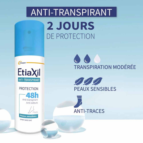 Etiaxil Déodorant Pieds 100ml - Fraîcheur 48h, Doux et Protecteur