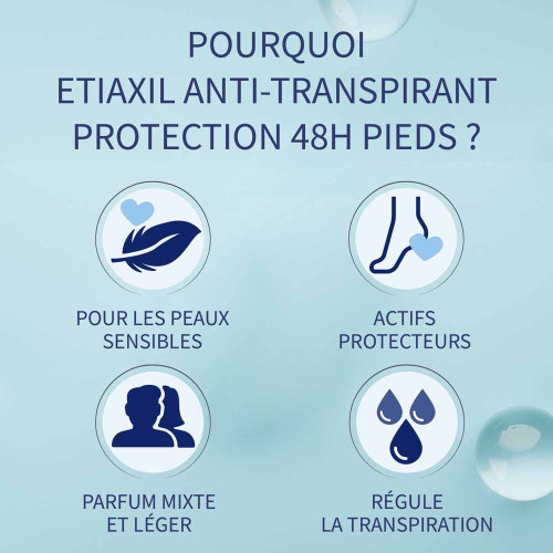 Etiaxil Déodorant Pieds 100ml - Fraîcheur 48h, Doux et Protecteur