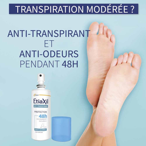 Etiaxil Déodorant Pieds 100ml - Fraîcheur 48h, Doux et Protecteur