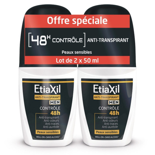 ETIAXIL Déodorant Men Anti-Transpirant 48H Lot 2x50ml