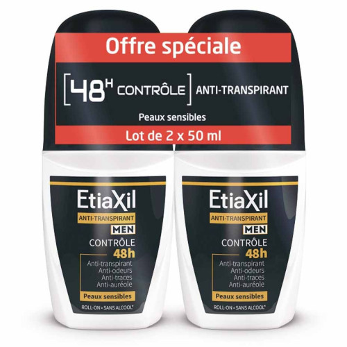 ETIAXIL Déodorant Men Anti-Transpirant 48H Lot 2x50ml