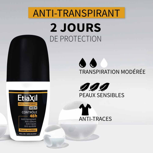 ETIAXIL Déodorant Men Anti-Transpirant 48H Lot 2x50ml