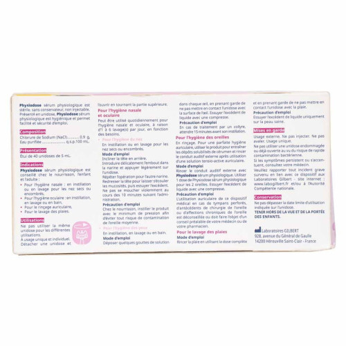 Gilbert Physiodose 40 Unidoses - Hygiène Oculaire et Nasale