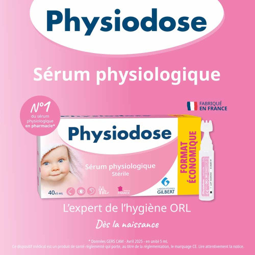 Gilbert Physiodose 40 Unidoses - Hygiène Oculaire et Nasale
