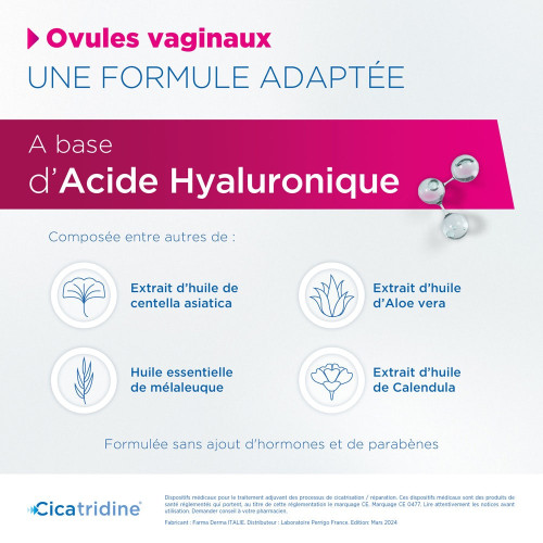 HRA Pharma Cicatridine Ovules Vaginaux - Réparation Hydratation
