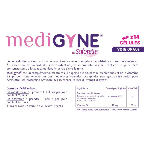 IPRAD Medigyne Microbiotique 14 Gélules - Soutien Muqueuses Normales