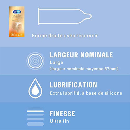 Durex Nude Ultra-Larges 1 Boite - Sensation Naturelle