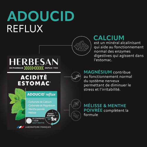Adoucid Herbesan 30 Comprimés - Digestion Facile Après Repas Copieux