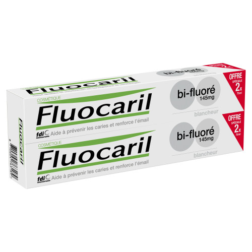 Fluocaril Dentifrice Bi-Fluoré Blancheur 2x75ml - Éclat et Protection