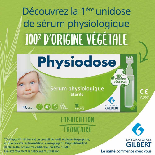 Gilbert Physiodose 40 Unidoses Végétales - Hygiène Nasale et Oculaire