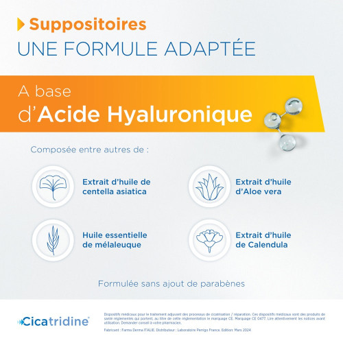 HRA Pharma Cicatridine 10 Suppositoires - Soulagement Hémorroïdes