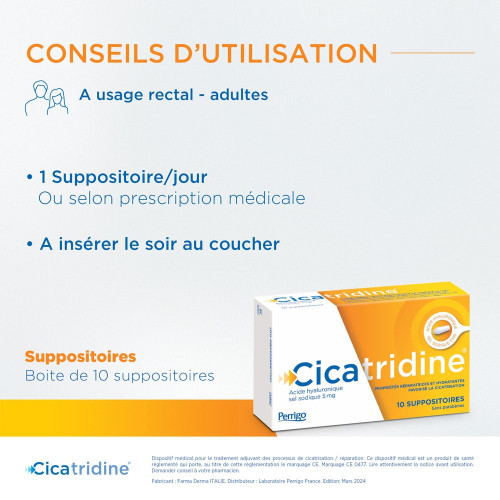 HRA Pharma Cicatridine 10 Suppositoires - Soulagement Hémorroïdes