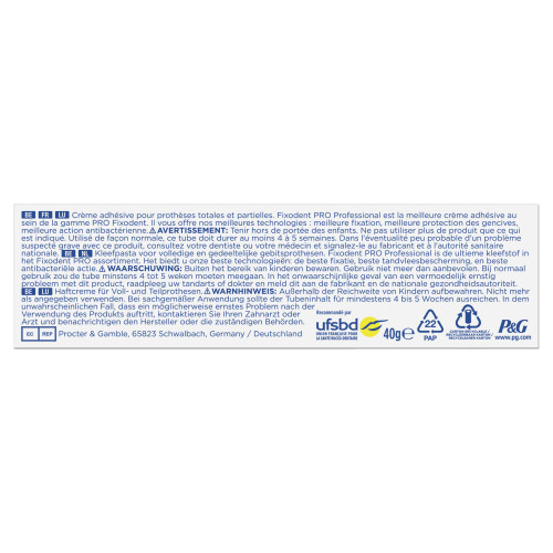 Fixodent Pro Professionnel 40g - Adhésif Dentaire Antibactérien