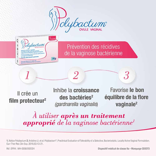 EFFIK Polybactum Ovule Vaginal 3 Ovules - Réduction infections