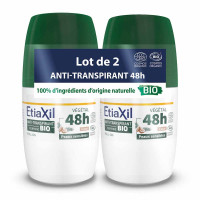 Etiaxil Déodorant Bio 48h Roll-On 2x50ml - Anti-Transpirant Naturel
