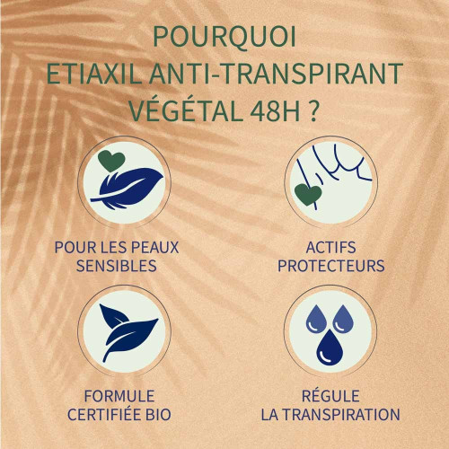 Etiaxil Déodorant Bio 48h Roll-On 2x50ml - Anti-Transpirant Naturel