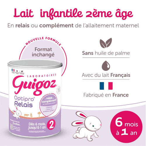 GUIGOZ Evolia Lait 2ème Âge 800g - Croissance Bébé 6 mois+