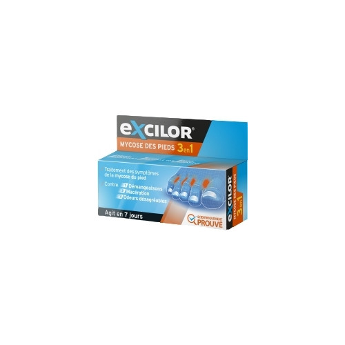 Excilor Mycose Pieds 3en1 15ml - Agit en 7 jours, Apaise, Anti-Odeur