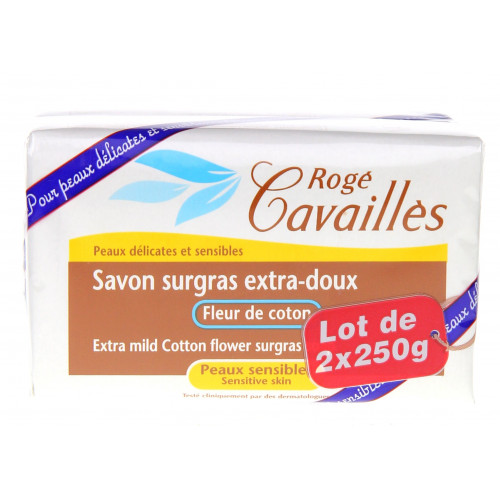 ROGE CAVAILLES Savon Surgras Extra Doux Visage et Corps Fleur de Coton Lot de 2 x 250 g-6746