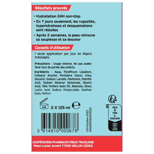 Excilor Crème Hydra-Intense 2x125ml Pieds Très Secs - Hydratation 24h