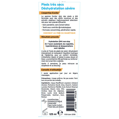 Excilor Crème Hydra-Intense 2x125ml Pieds Très Secs - Hydratation 24h