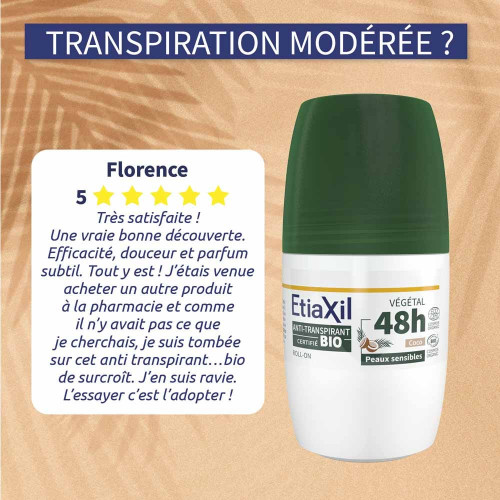 Etiaxil Déodorant Végétal 48h Bio 50ml - Anti-transpirant Naturel