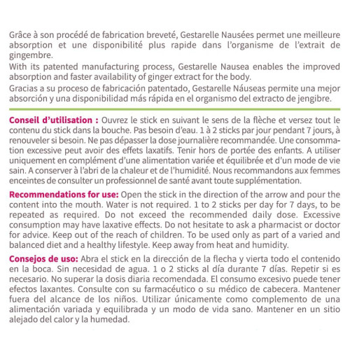 IPRAD Gestarelle Nausées Grossesse 15 Sticks - Soulage avec Gingembre