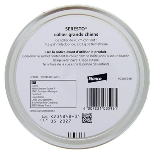 ELANCO SERESTO Collier Antiparasitaire 8kg+ 1 Collier