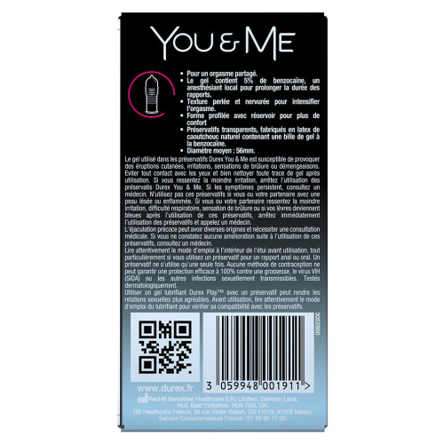 Durex You & Me 10 Préservatifs: Confort et Plaisir Prolongé