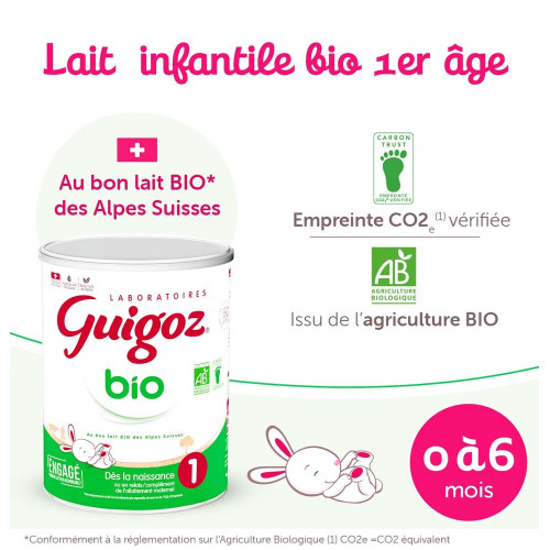 Guigoz Lait Bio 1er Âge 0-6 Mois 800g - Nutrition Optimale