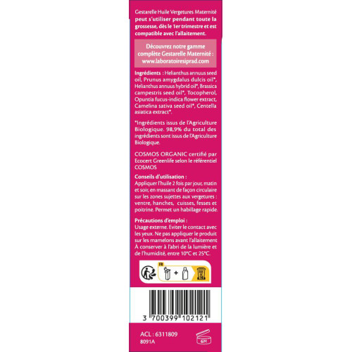 IPRAD Gestarelle Huile Maternité 100mL - Prévention Vergetures