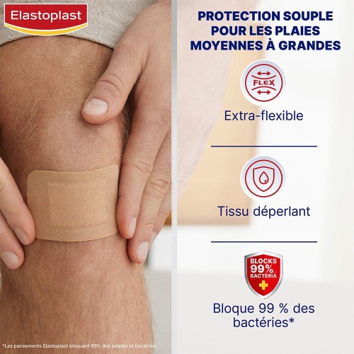 Elastoplast Pansements XL x10 - Protection Efficace, Résistant à l'Eau