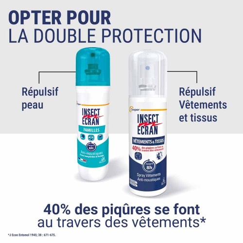 Insect Ecran Familles 2x100ml - Protection Moustiques Tiques Puces
